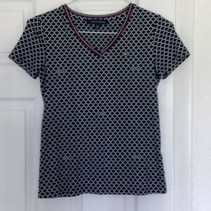 Tommy Hilfiger Navy and White Geometric T-Shirt